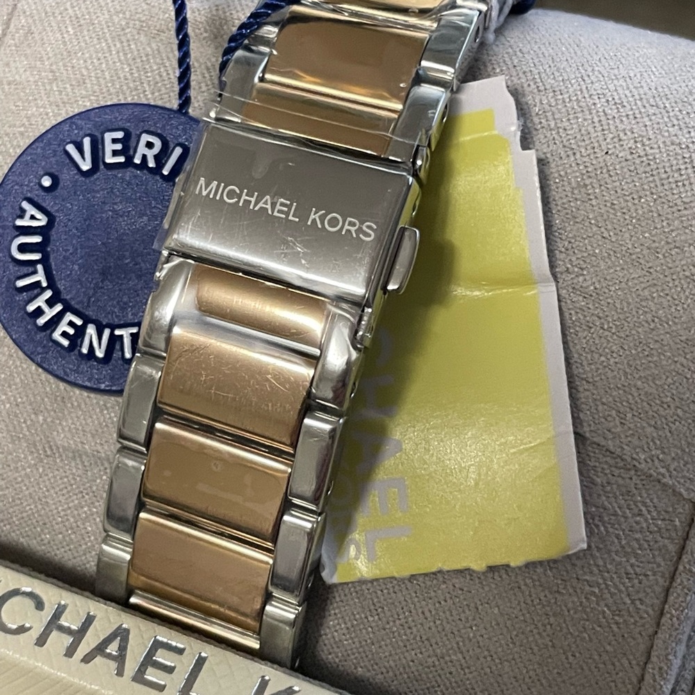 MICHAEL KORS Women's Parker Rose Gold/Silver Crystal Watch MK Logo MK6314 New! - Picture 7 of 10